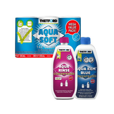 Zestaw Thetford - Aqua Kem Blue 0,78l + Aqua Rinse 0,78l + Aqua Soft 6 rolek