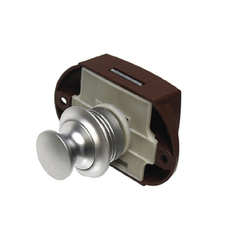 Zamek szafki srebrny w brązowej obudowie