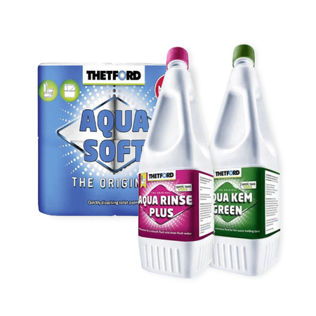 Zestaw Thetford - Aqua Kem Green 1,5l + Aqua Rinse Plus 1,5l + Aqua Soft 4 rolki