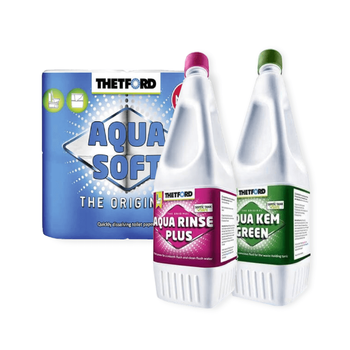 Zestaw Thetford - Aqua Kem Green 1,5l + Aqua Rinse Plus 1,5l + Aqua Soft 4 rolki